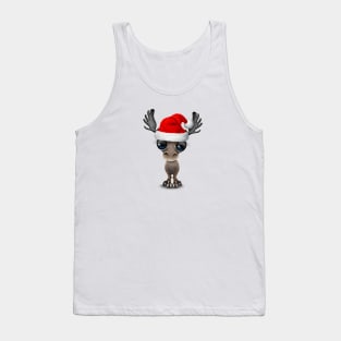 Baby Moose Wearing a Santa Hat Tank Top